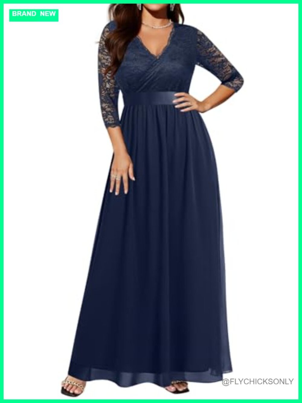 Plus Size Lace Chiffon Formal Evening Gown Floor Length Wedding Dress